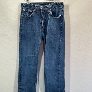 Levis 505 Jeans Mens 34 Medium Wash Cotton Stretch Straight Leg Pockets